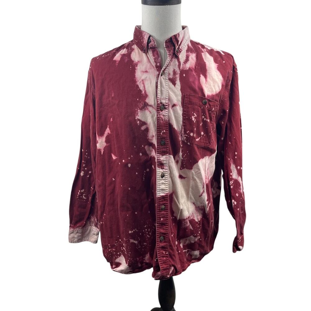 C.E. Schmidt WorkWear Shirt Sz L Canvas Bleach Splattered Tie Dye Hip Thrashed